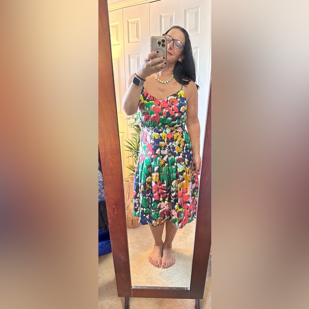 Jcrew multi color 100% silk dress size 8